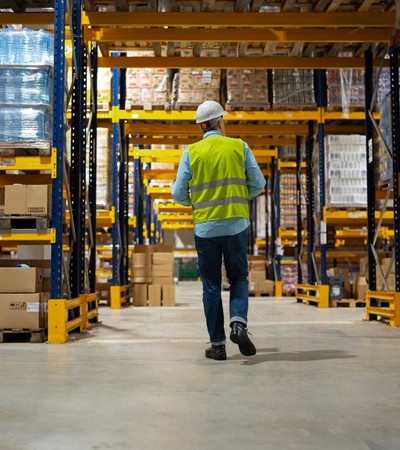 psg-2026-09-best-material-handling-talent-hiding Warehouse manager walking between material handling racks